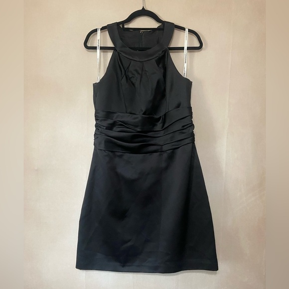 David's Bridal women's size 12 black halter style ruched waist bridesmaid dress - Picture 2 of 5